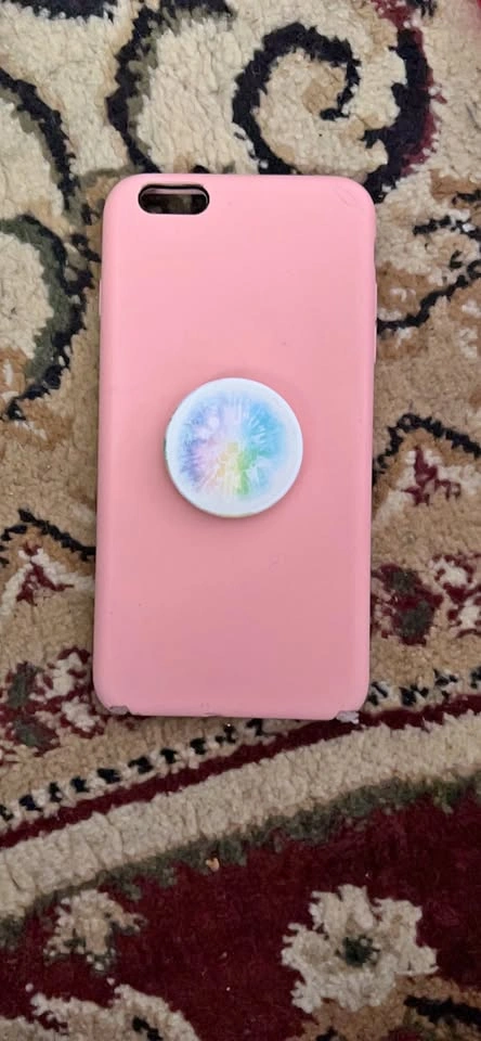 Pink iPhone Case with Tie Dye Pop Socket