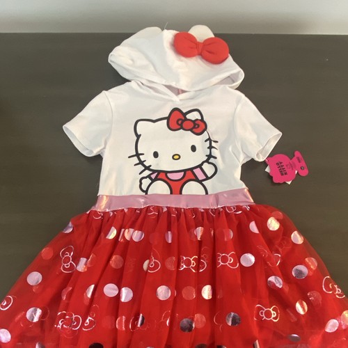 Hello Kitty Hooded Girls Dress Costume White/Red/Pink Size 6/7 - photo 3