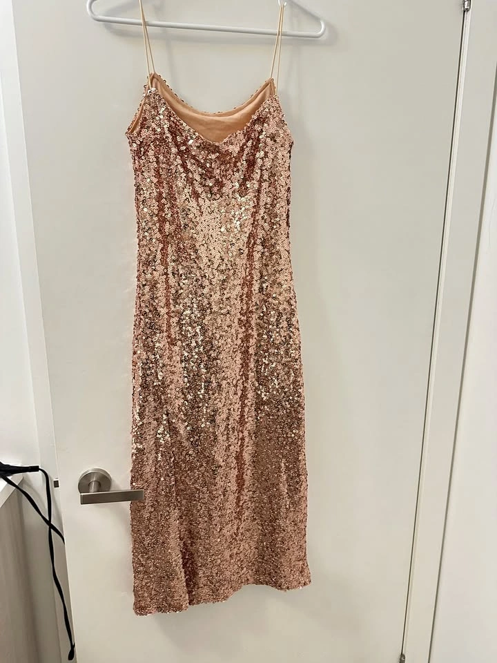 Rose Gold Sequin Slip Dress — Party Perfect