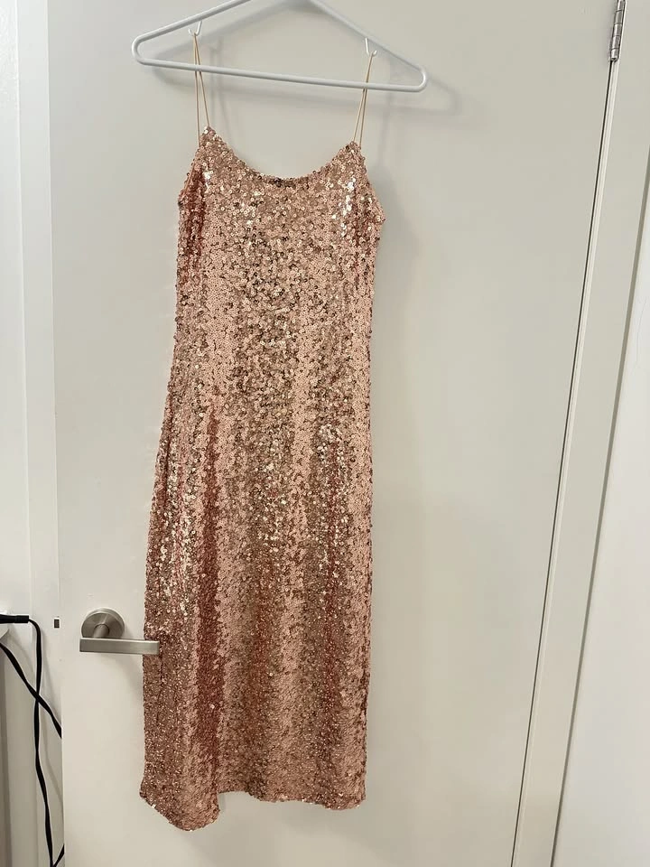 Rose Gold Sequin Slip Dress — Party Perfect - photo 2