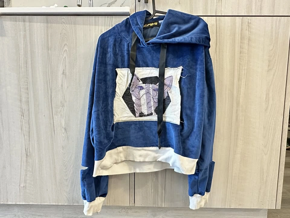 GiGiMOMO Velvet Sphynx Cat Cropped Hoodie
