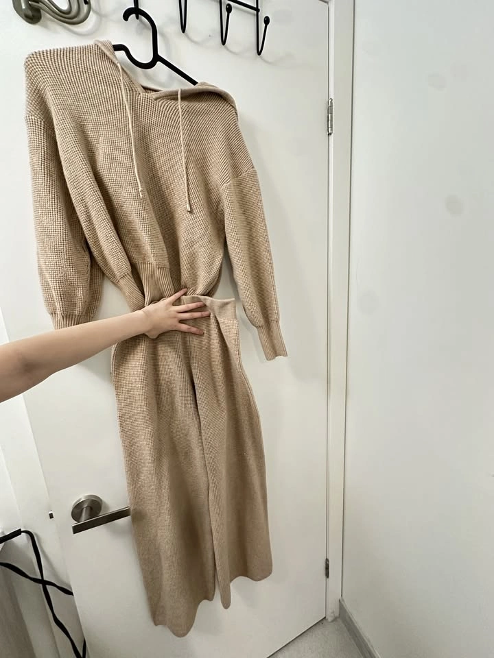 Oatmeal Waffle Knit Hooded Co-Ord Set - photo 3