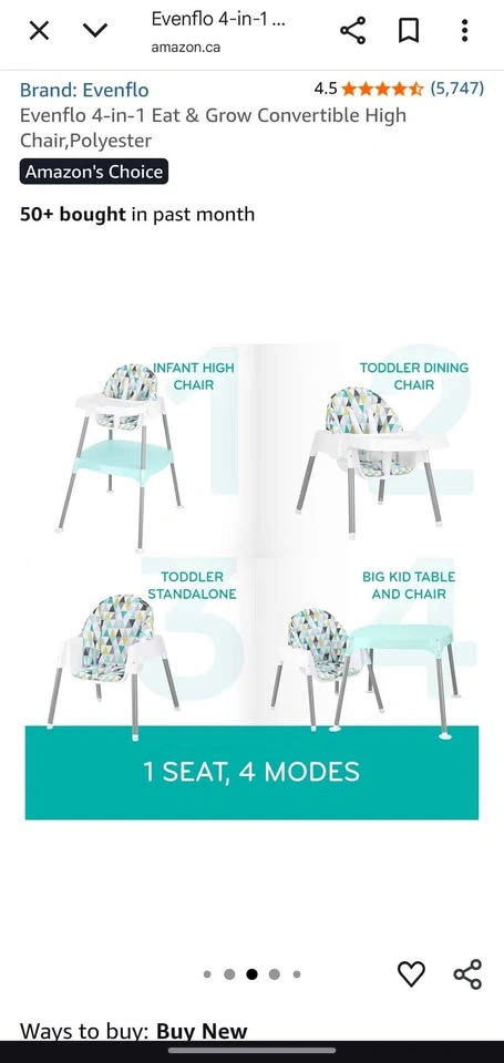 Evenflow 4 in 1 convertible high chair(like new) - photo 4