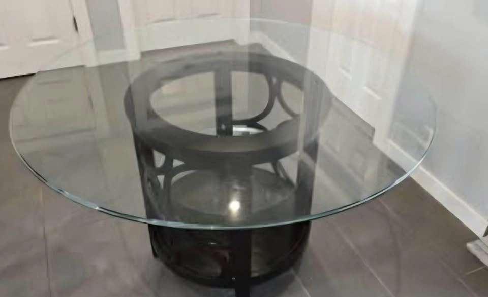 Beautiful Round Glass Top Hardwood Table - photo 2