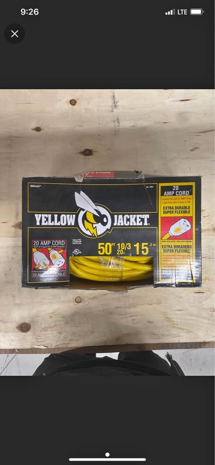 Yellow Jacket 20 Amp Cord 50FT