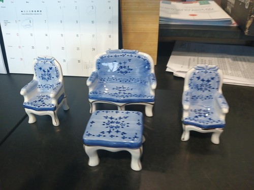 Miniature Porcelain Doll House Furniture Delft Blue Dishes