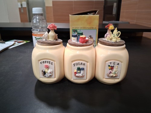 Two Sets of 3pc Airtight Jars with Decorative Polyestone Lids - photo 3
