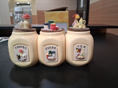 Two Sets of 3pc Airtight Jars with Decorative Polyestone Lids - photo 4
