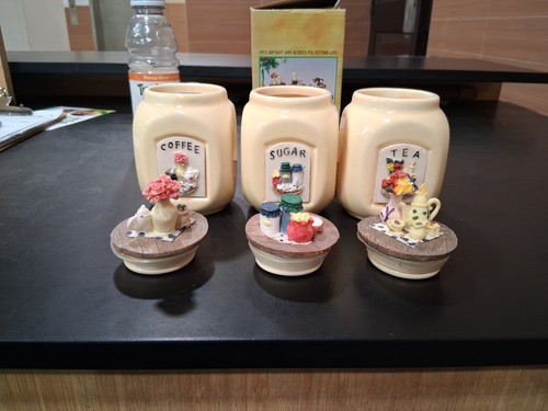Two Sets of 3pc Airtight Jars with Decorative Polyestone Lids - photo 5