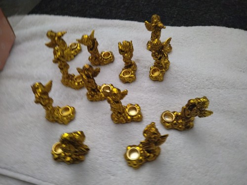 Vintage Gold Toned Cherub And Angel Figurines Candle Holders - photo 2