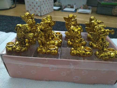Vintage Gold Toned Cherub And Angel Figurines Candle Holders - photo 4