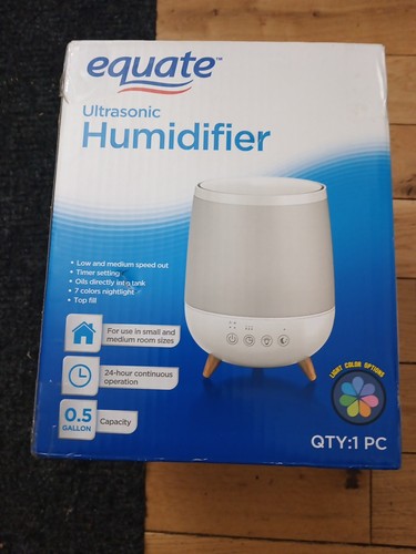 NIB Equate Ultrasonic Humidifier Diffuser Cool Mist 0.5 Gal