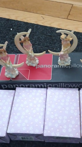 Four Set of Fantasy Fairy Figurines Sitting on Crescent Moons