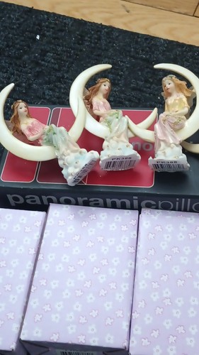Four Set of Fantasy Fairy Figurines Sitting on Crescent Moons - photo 3