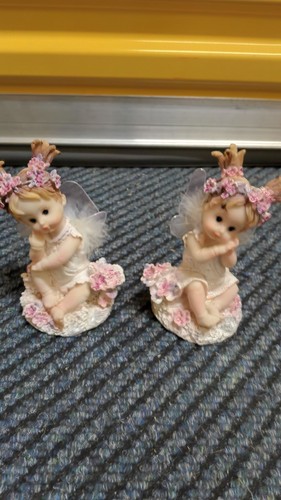 Two Pair of Fantasy Fairy Figurines with Flower Crowns - photo 2
