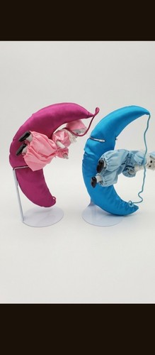 Two Sets Pink & Blue Hanging Crescent Moon Ornaments Set - photo 2