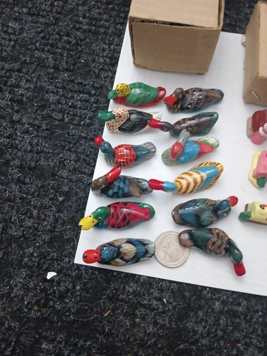 Hand-painted Miniature Duck Decoys Plus Hand-painted Houses 3 Se