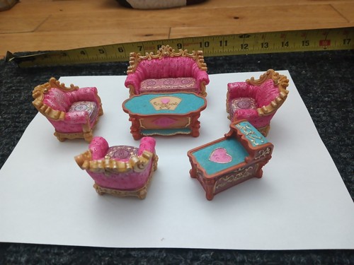 Victorian Dollhouse Living Room Furniture Set Sofa Table Chairs - photo 4