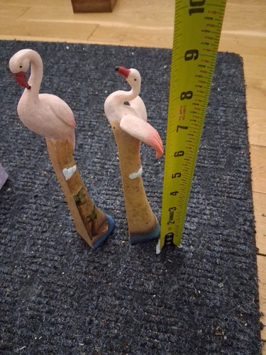 Hand-carved Wooden Flamingo Figurines On Decorative Posts - photo 3