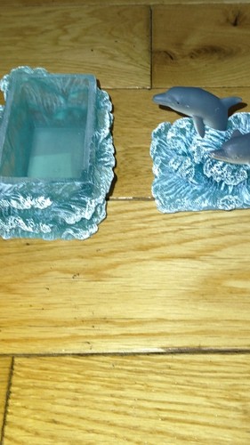 Three Dolphin Wave Resin Rectangular Trinket Box - photo 2