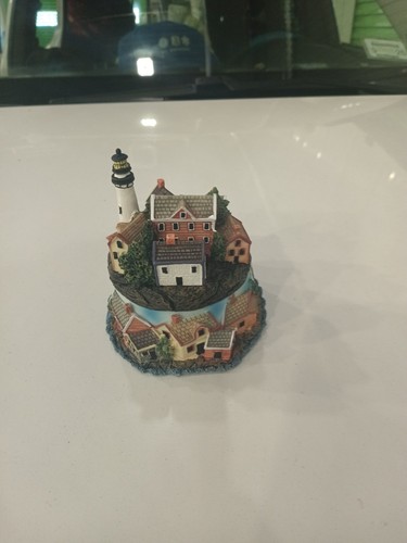Two Vintage Ceramic Lighthouse Decorative Trinket Box