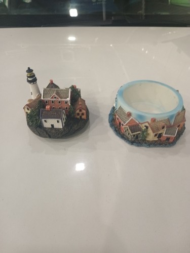 Two Vintage Ceramic Lighthouse Decorative Trinket Box - photo 2