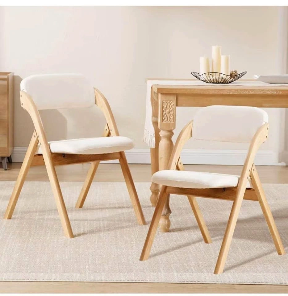 Brand new 2-Pack Wooden Folding Chairs - Beige Cushioned