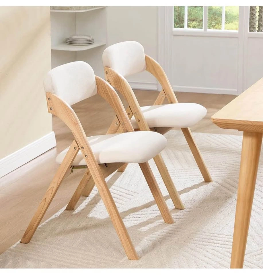 Brand new 2-Pack Wooden Folding Chairs - Beige Cushioned - photo 2