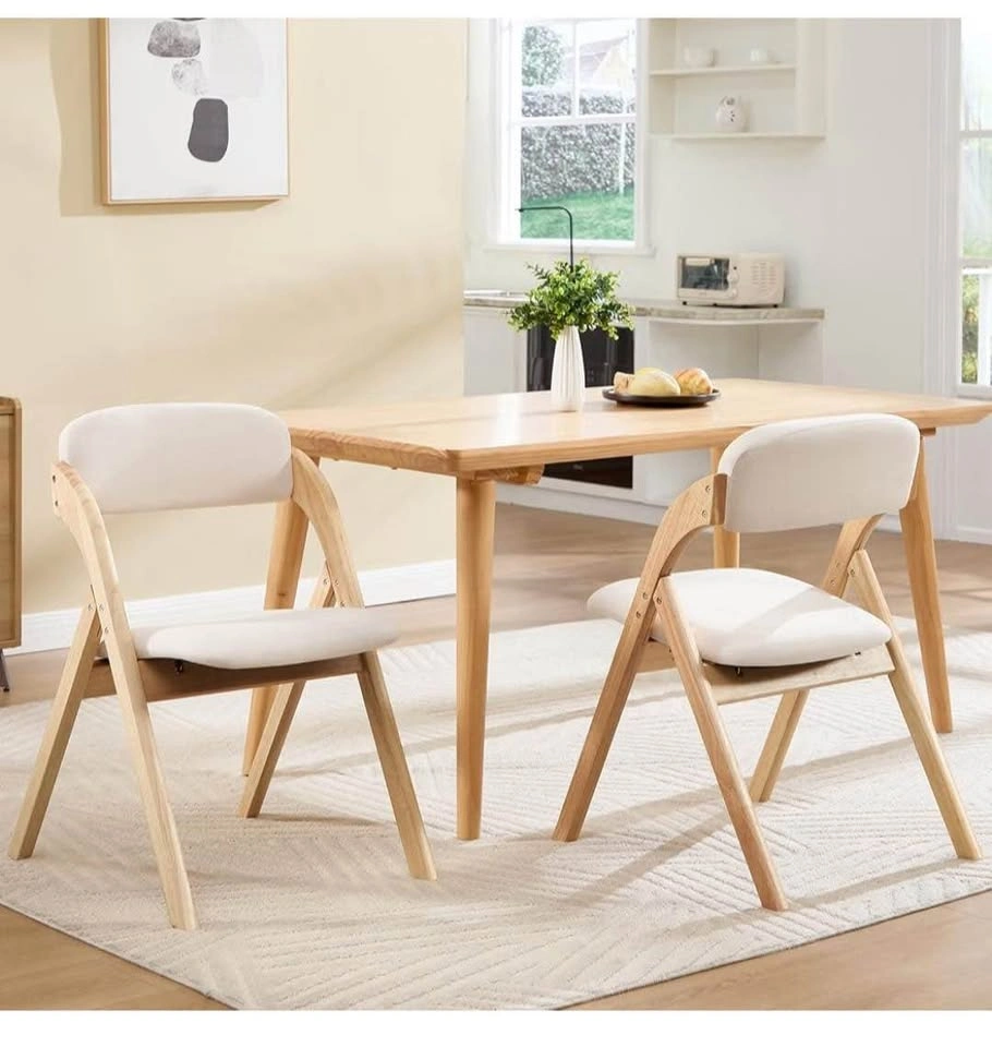 Brand new 2-Pack Wooden Folding Chairs - Beige Cushioned - photo 3