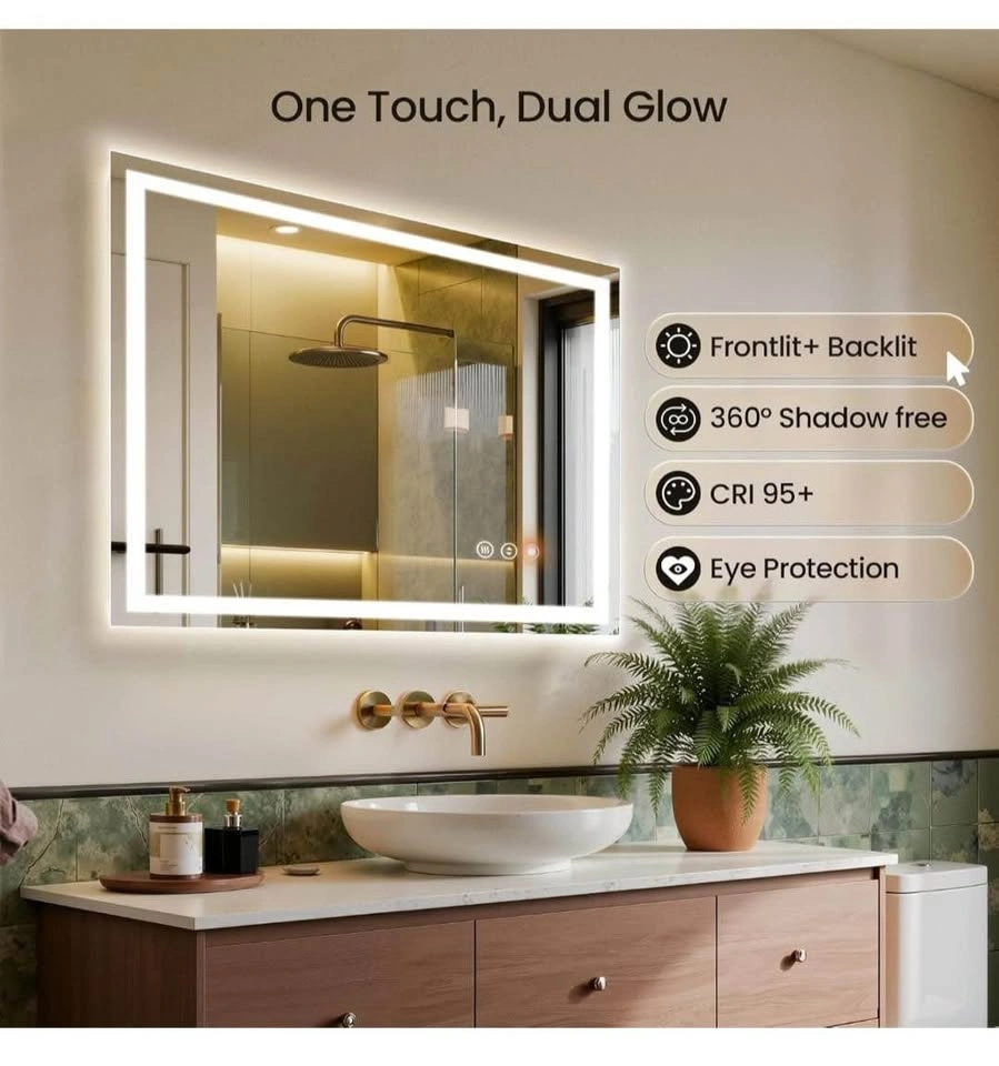 40"x30" LED Bathroom Mirror with Lights, 3 Color, Anti-Fog - photo 2
