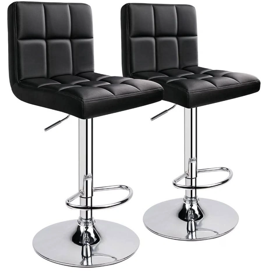 Set of 2 Black Leopard Bar Stools, Adjustable Swivel - photo 4