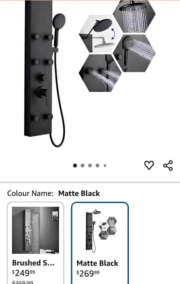 ROVATE Shower Panel Tower System, Matte Black Stainless Steel