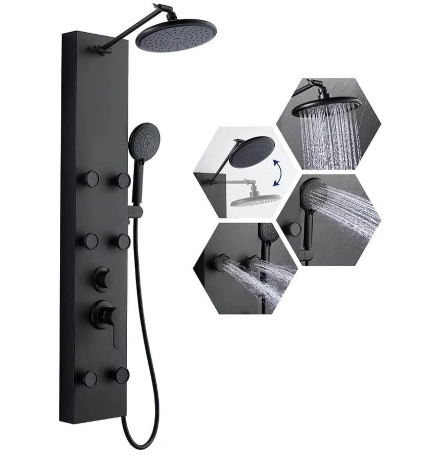 ROVATE Shower Panel Tower System, Matte Black Stainless Steel - photo 5