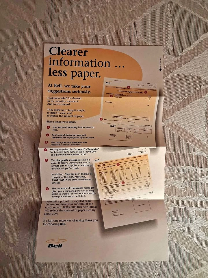 Vintage 1994 Bell Canada Advertisement / Marketing Paper Ephemer