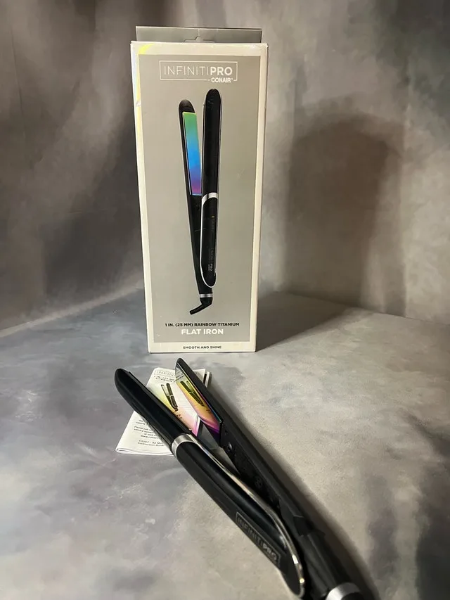 New Open Box Conair InfinitiPRO Rainbow Titanium Flat Iron