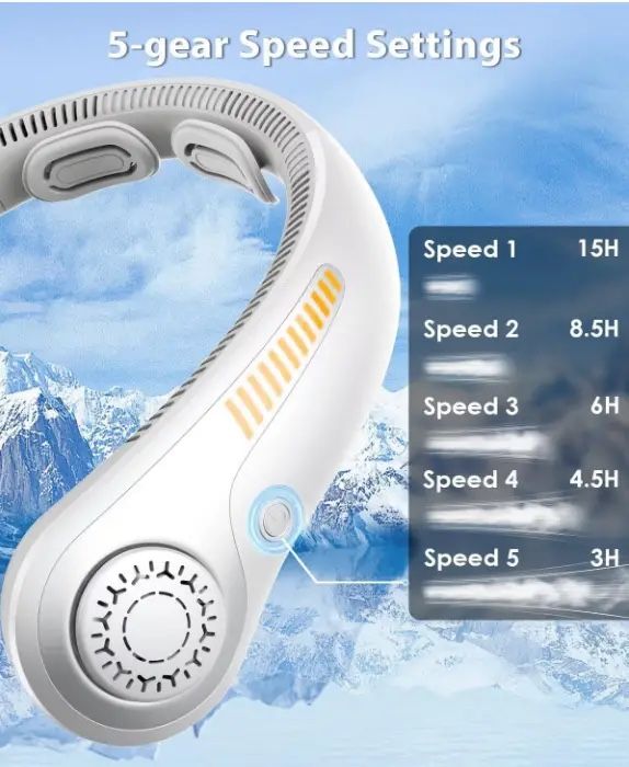 NEW / Rechargeable Neck Fan / Gray - photo 4