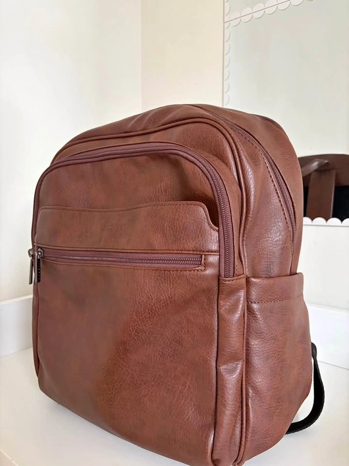 Bugatti brown leather backpack up to 15,6” laptop