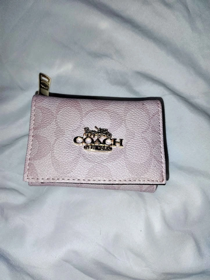 Coach Pink Signature Tri-Fold Wallet