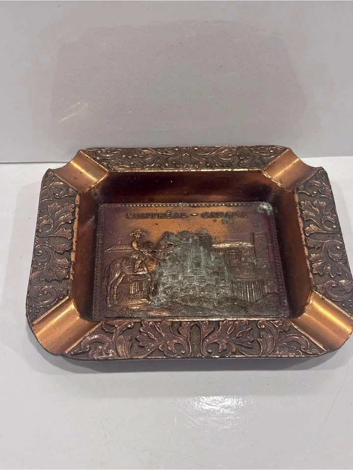 Vintage copper Montreal Canada souvenir ashtray
