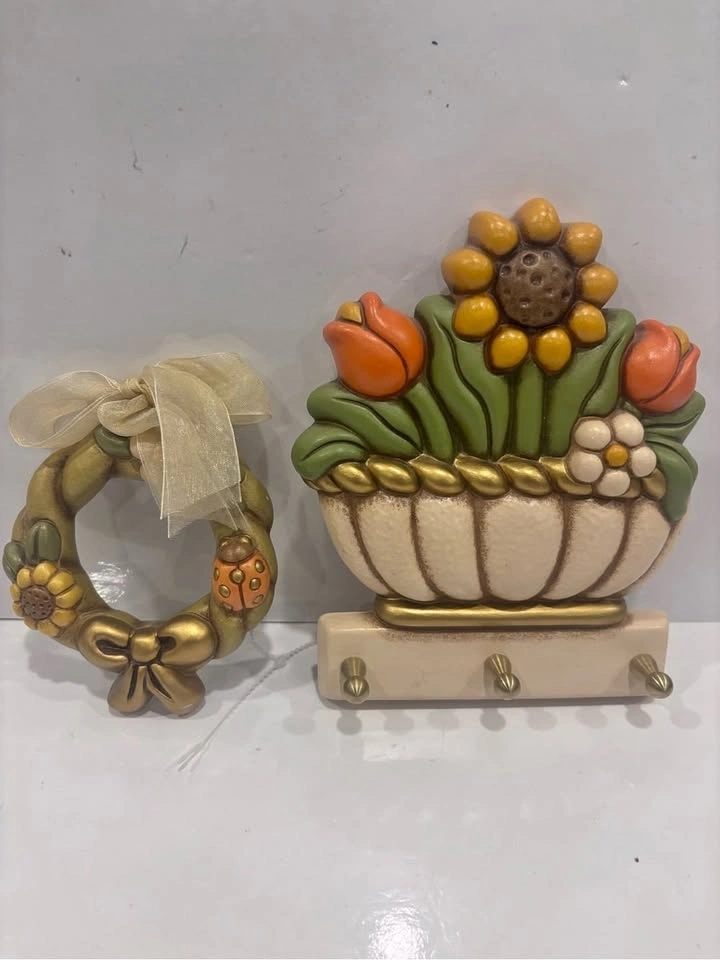 THUN Italy handcrafted ceramic floral wall decor set