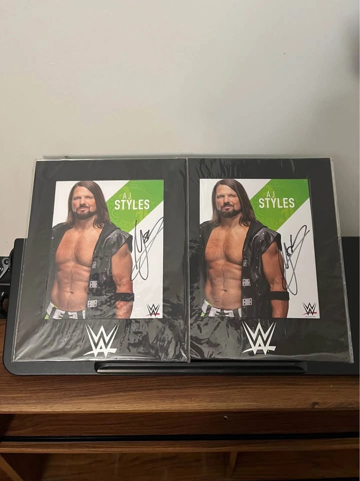 Two AJ Styles signed WWE promotional photos - photo 2