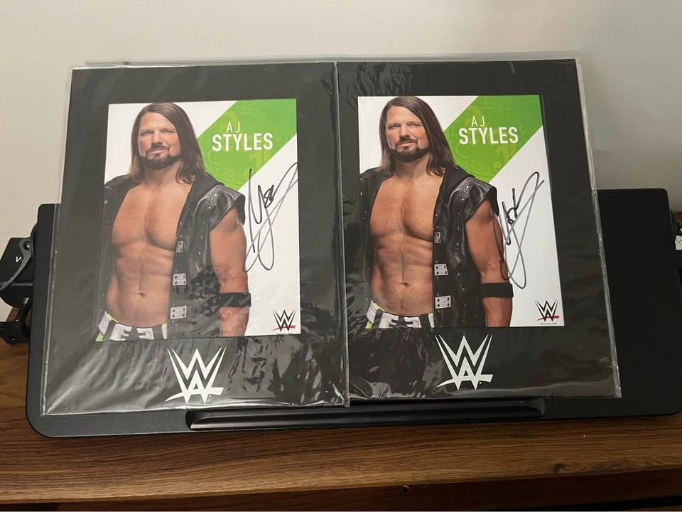 Two AJ Styles signed WWE promotional photos - photo 3