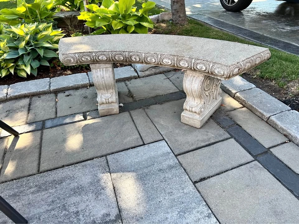 Curved Concrete Garden Bench