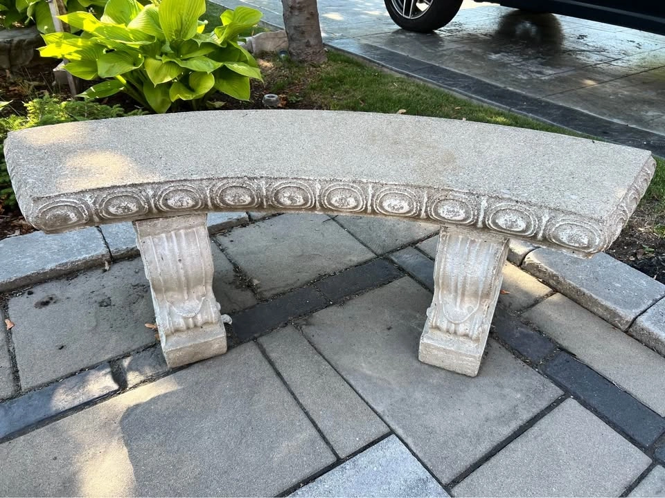 Curved Concrete Garden Bench - photo 2