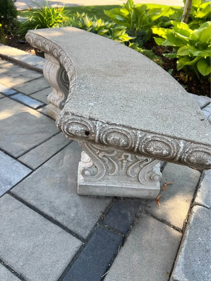 Curved Concrete Garden Bench - photo 3