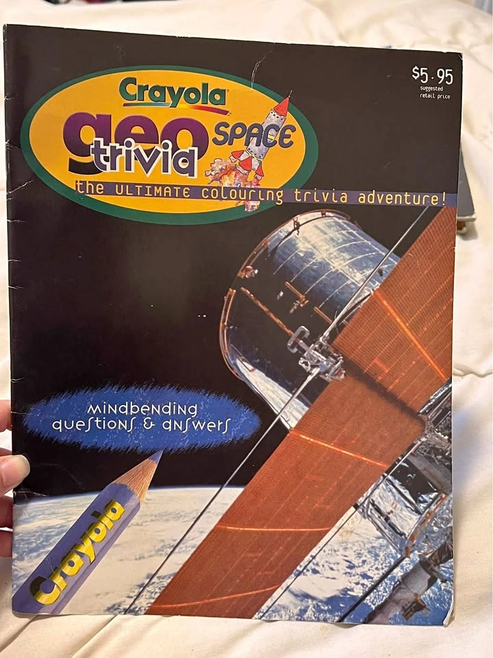 Vintage 90s Crayola Geo Trivia Space Coloring Book - UNUSED / MI