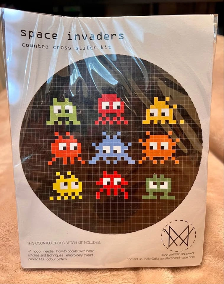 Brand New Space Invaders Cross Stitch Kit