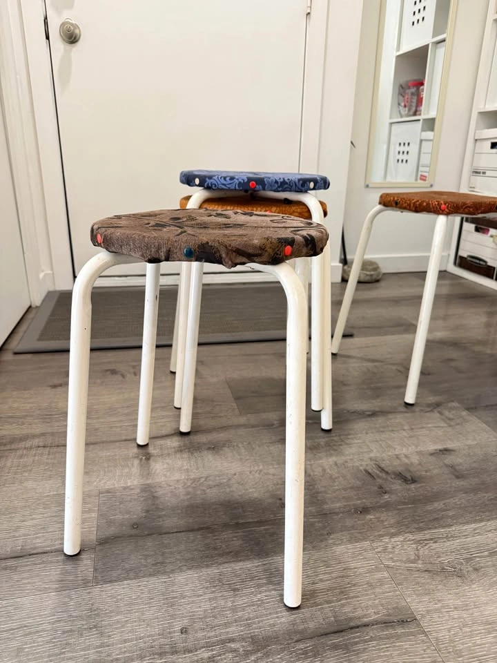 Moving Sell- Set of 4 Stacking Stools with Patterned Seats - photo 2