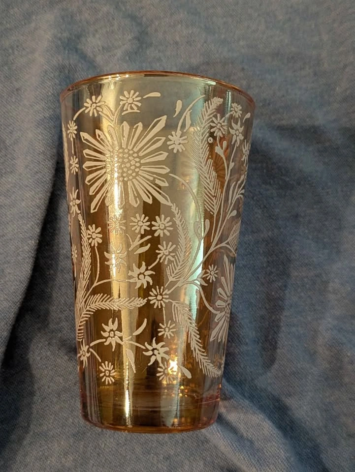 Vintage carnival glass pitcher and cups - photo 4