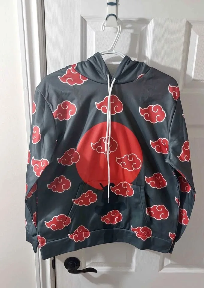 Naruto Akatsuki Red Cloud Hoodie Size Small